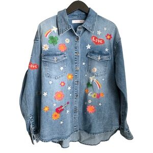 Billy T Women's Denim Shirt Medium Billy T Festival Embroidered Denim Shirt BT